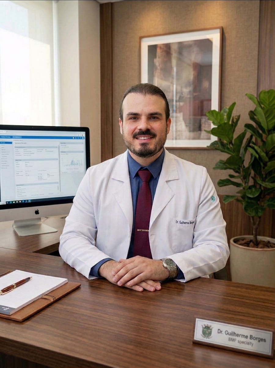 Dr. Guilherme Borges Manta em seu consultório